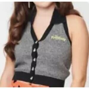 UNIQUE VINTAGE Flintstones Embroidered Sleeveless Knit Sweater SZ# 36